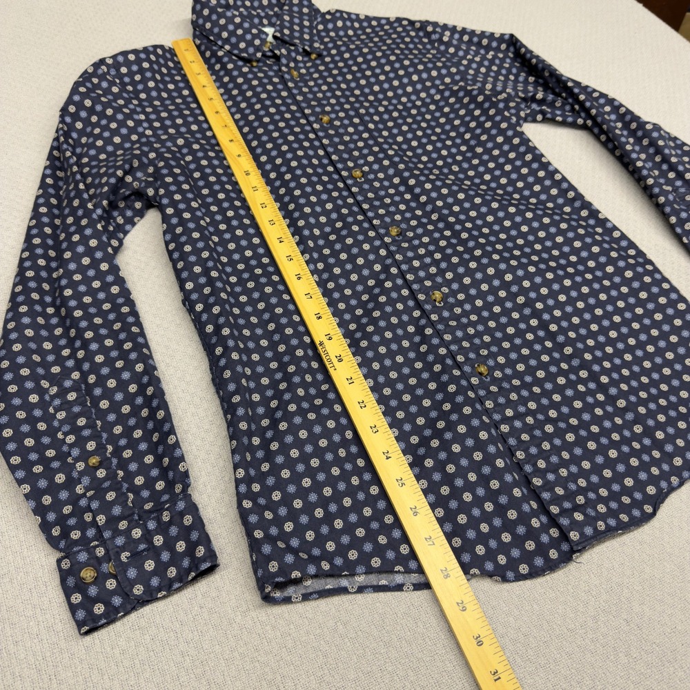 Brooks Brothers Milano Shirt Mens Medium Navy Blue Geometric Floral Button Down - Picture 6 of 6